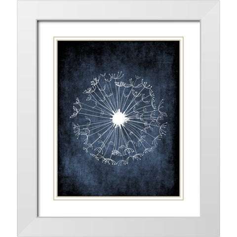 Dandelion on Blue  White Modern Wood Framed Art Print with Double Matting by Robinson, Tamara