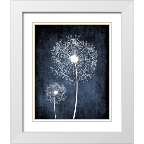 Dandelion on Blue II White Modern Wood Framed Art Print with Double Matting by Robinson, Tamara