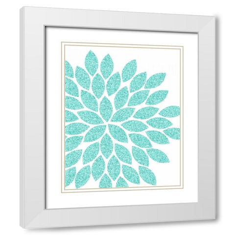 Silver Glitter Flower II White Modern Wood Framed Art Print with Double Matting by Robinson, Tamara