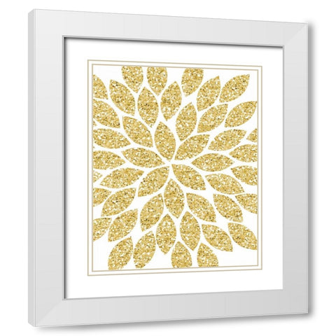 Gold Glitter Flower White Modern Wood Framed Art Print with Double Matting by Robinson, Tamara
