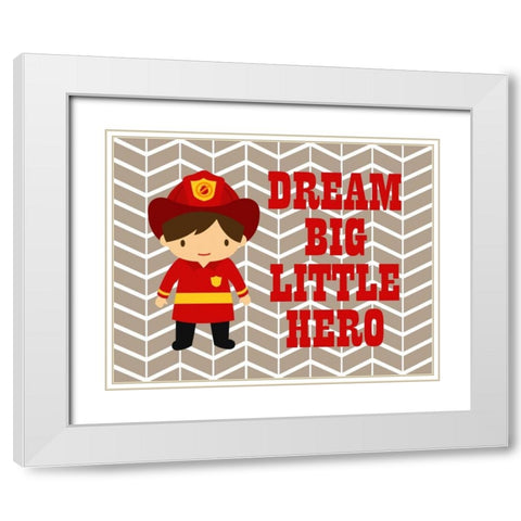 Dream Big Little Hero White Modern Wood Framed Art Print with Double Matting by Robinson, Tamara