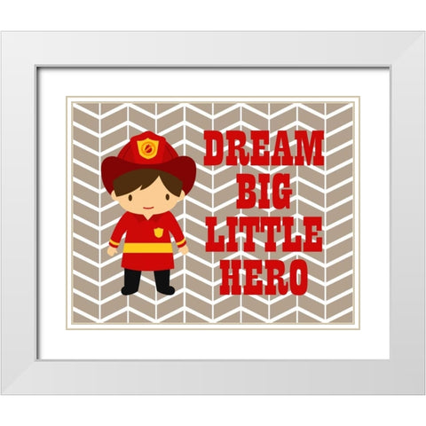 Dream Big Little Hero White Modern Wood Framed Art Print with Double Matting by Robinson, Tamara