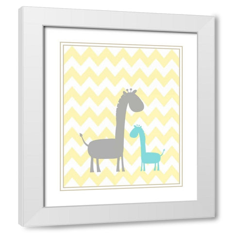 Chevron Giraffe White Modern Wood Framed Art Print with Double Matting by Robinson, Tamara