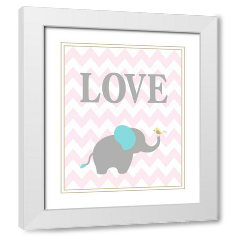 Chevron Elephant White Modern Wood Framed Art Print with Double Matting by Robinson, Tamara