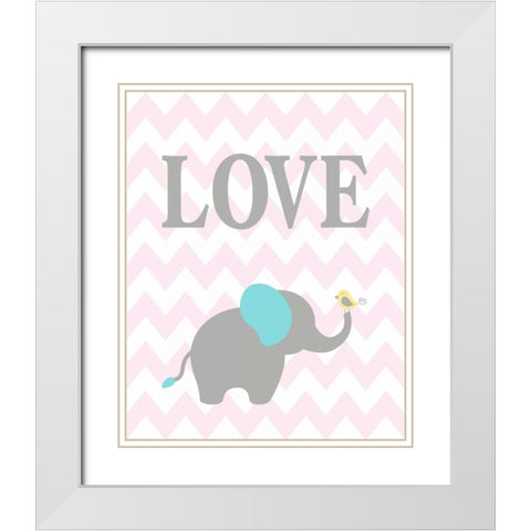 Chevron Elephant White Modern Wood Framed Art Print with Double Matting by Robinson, Tamara