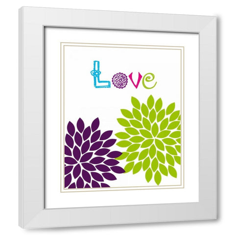 Love Flower White Modern Wood Framed Art Print with Double Matting by Robinson, Tamara