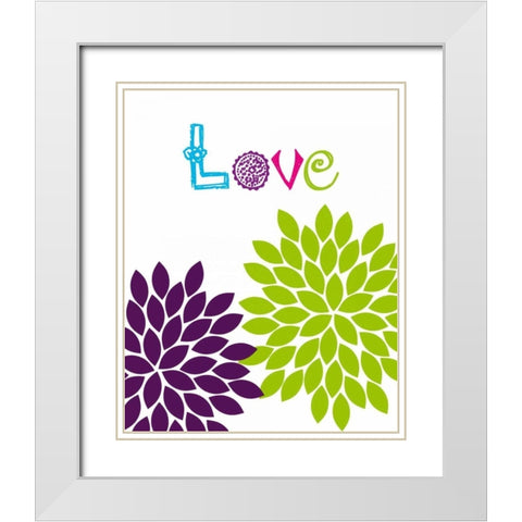 Love Flower White Modern Wood Framed Art Print with Double Matting by Robinson, Tamara