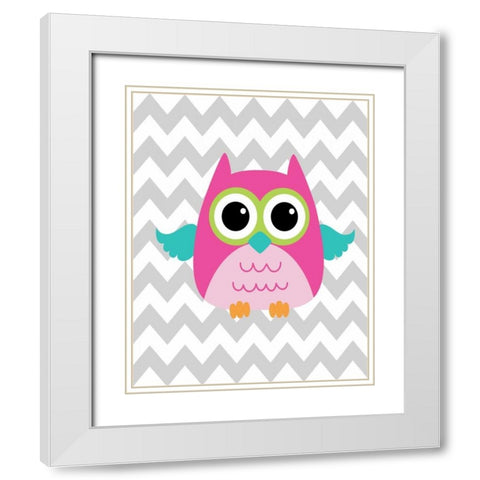 Owl Wash Brush Chevron II White Modern Wood Framed Art Print with Double Matting by Robinson, Tamara