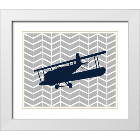 Plane I White Modern Wood Framed Art Print with Double Matting by Robinson, Tamara
