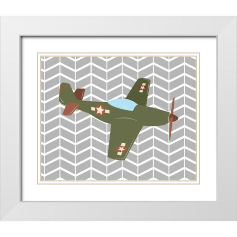 Plane III White Modern Wood Framed Art Print with Double Matting by Robinson, Tamara