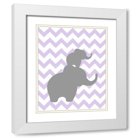 Elephant Chevron II White Modern Wood Framed Art Print with Double Matting by Robinson, Tamara