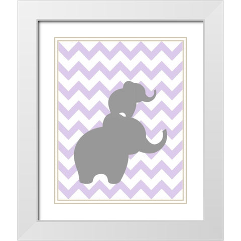 Elephant Chevron II White Modern Wood Framed Art Print with Double Matting by Robinson, Tamara