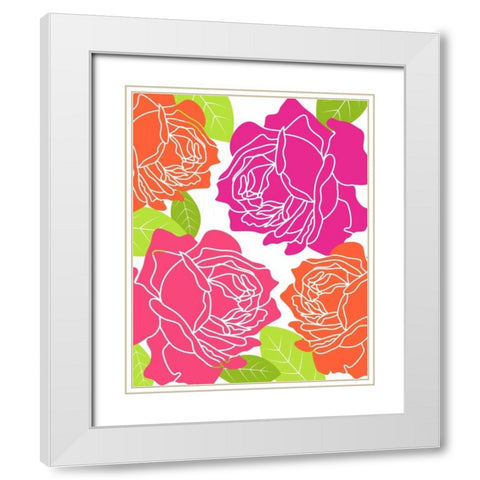 Roses I White Modern Wood Framed Art Print with Double Matting by Robinson, Tamara