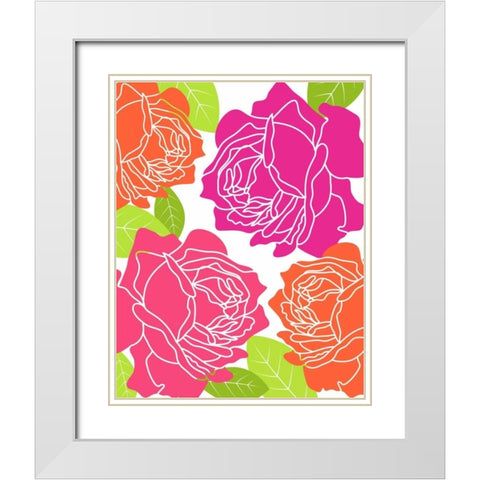 Roses I White Modern Wood Framed Art Print with Double Matting by Robinson, Tamara