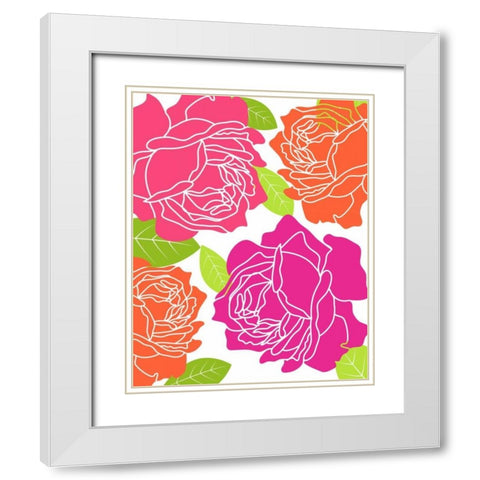 Roses II White Modern Wood Framed Art Print with Double Matting by Robinson, Tamara