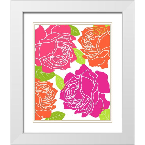 Roses II White Modern Wood Framed Art Print with Double Matting by Robinson, Tamara