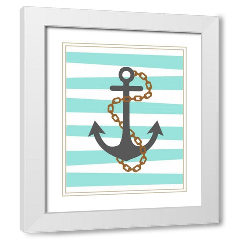 Pirate Anchor White Modern Wood Framed Art Print with Double Matting by Robinson, Tamara