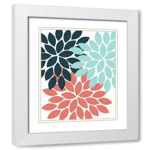 Trio Flower Burst White Modern Wood Framed Art Print with Double Matting by Robinson, Tamara