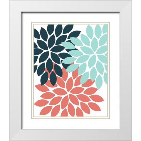 Trio Flower Burst White Modern Wood Framed Art Print with Double Matting by Robinson, Tamara