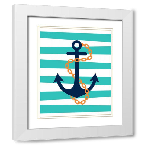 Pirate Anchor II White Modern Wood Framed Art Print with Double Matting by Robinson, Tamara