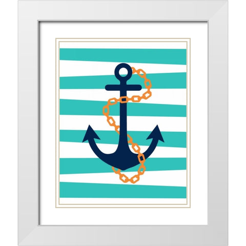 Pirate Anchor II White Modern Wood Framed Art Print with Double Matting by Robinson, Tamara