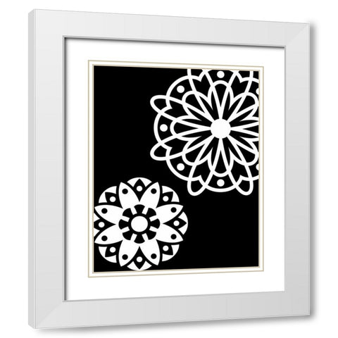 Black and White Mandala White Modern Wood Framed Art Print with Double Matting by Robinson, Tamara