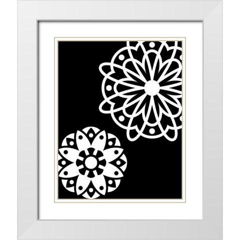 Black and White Mandala White Modern Wood Framed Art Print with Double Matting by Robinson, Tamara
