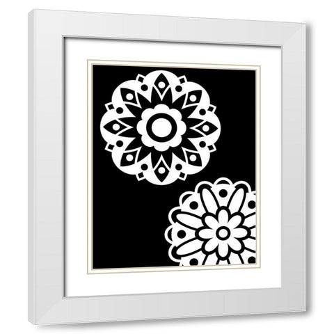 Black and White Mandala II White Modern Wood Framed Art Print with Double Matting by Robinson, Tamara