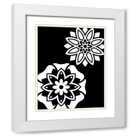 Black and White Mandala III White Modern Wood Framed Art Print with Double Matting by Robinson, Tamara