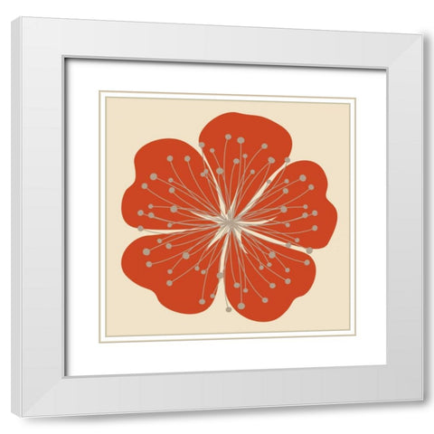 Flower Outline I White Modern Wood Framed Art Print with Double Matting by Robinson, Tamara