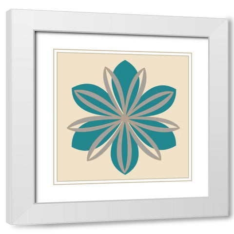 Flower Outline II White Modern Wood Framed Art Print with Double Matting by Robinson, Tamara
