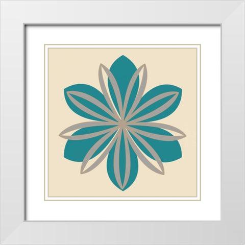Flower Outline II White Modern Wood Framed Art Print with Double Matting by Robinson, Tamara