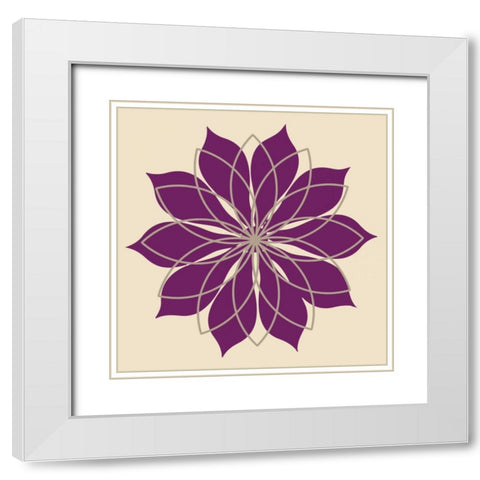 Flower Outline III White Modern Wood Framed Art Print with Double Matting by Robinson, Tamara