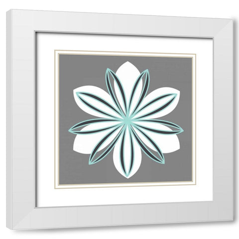 Flower Outline 1B White Modern Wood Framed Art Print with Double Matting by Robinson, Tamara
