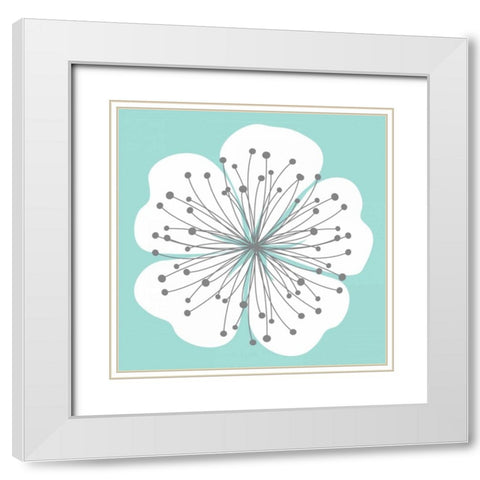Flower Outline 2B White Modern Wood Framed Art Print with Double Matting by Robinson, Tamara
