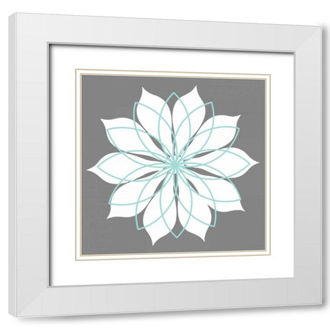 Flower Outline 3B White Modern Wood Framed Art Print with Double Matting by Robinson, Tamara