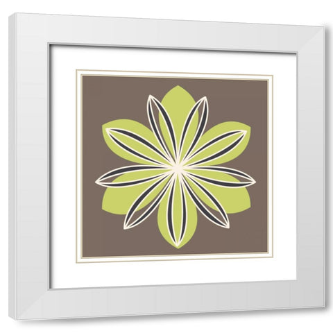 Flower Outline 1C White Modern Wood Framed Art Print with Double Matting by Robinson, Tamara