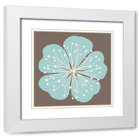 Flower Outline 2C White Modern Wood Framed Art Print with Double Matting by Robinson, Tamara