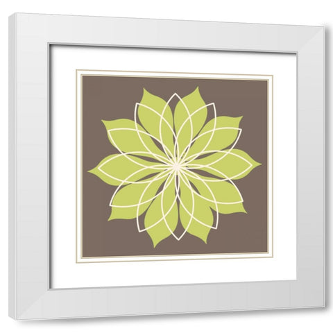 Flower Outline 3C White Modern Wood Framed Art Print with Double Matting by Robinson, Tamara