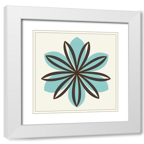 Flower Outline 1D White Modern Wood Framed Art Print with Double Matting by Robinson, Tamara