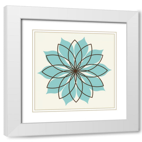 Flower Outline 3D White Modern Wood Framed Art Print with Double Matting by Robinson, Tamara
