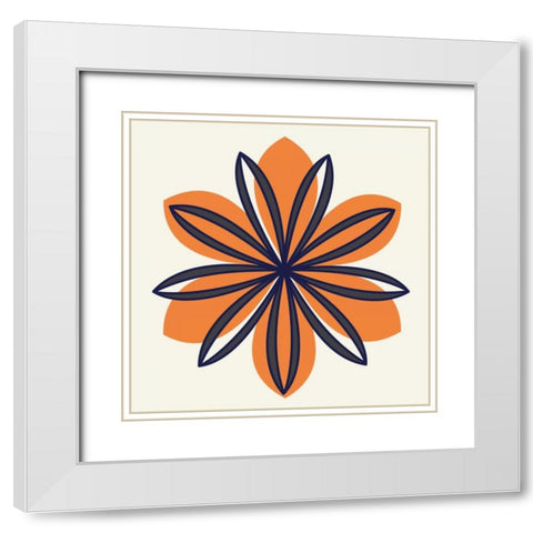 Flower Outline 1E White Modern Wood Framed Art Print with Double Matting by Robinson, Tamara