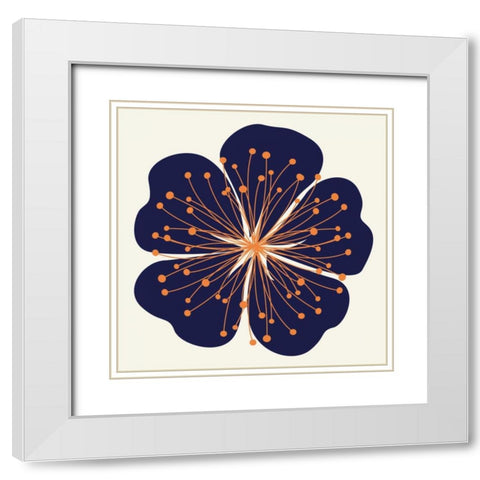 Flower Outline 2E White Modern Wood Framed Art Print with Double Matting by Robinson, Tamara
