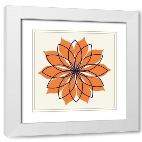 Flower Outline 3E White Modern Wood Framed Art Print with Double Matting by Robinson, Tamara