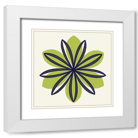 Flower Outline 1F White Modern Wood Framed Art Print with Double Matting by Robinson, Tamara