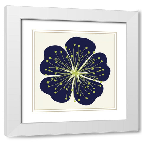 Flower Outline 2F White Modern Wood Framed Art Print with Double Matting by Robinson, Tamara