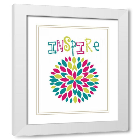 Inspire Flower Burst White Modern Wood Framed Art Print with Double Matting by Robinson, Tamara