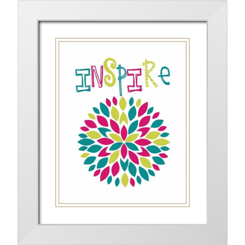 Inspire Flower Burst White Modern Wood Framed Art Print with Double Matting by Robinson, Tamara