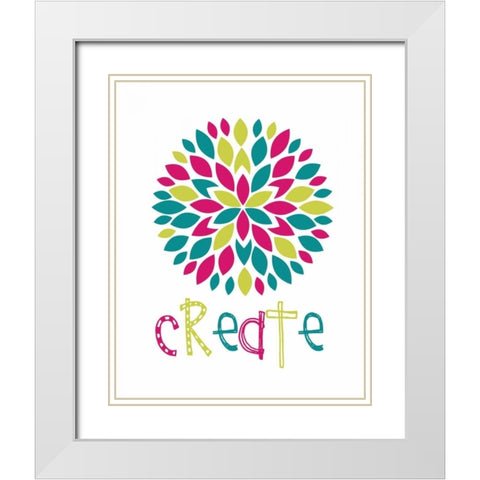 Create Flower Burst White Modern Wood Framed Art Print with Double Matting by Robinson, Tamara