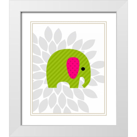 Elephant Flower I White Modern Wood Framed Art Print with Double Matting by Robinson, Tamara